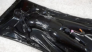 Fun In A Vacuum Bed With A Pear Gag, Vibrators