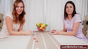 Playing A Dice Game With Two Lovely Lesbian Hot Girls